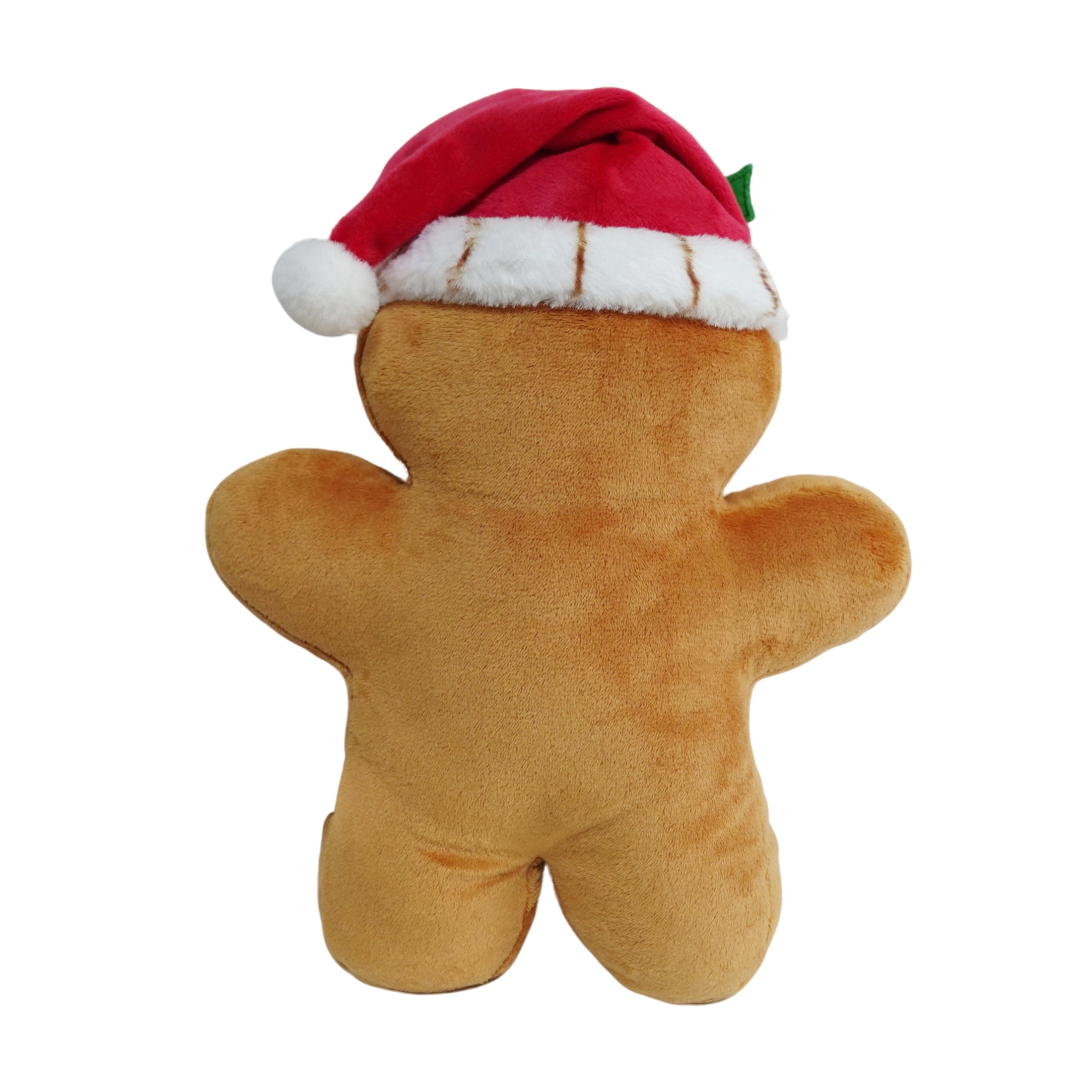 Vibrant Life Holiday Gingerbread Plush Dog Toy with Squeaker, Brown and Red, Chew Level 3