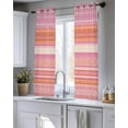 thumbnail image 5 of Pink Orange Boho Sheer Curtains 39 Inch Length 2 Panels Set for Living Room/Bedroom, Vintage Ethnic Tribe Abstract Art Kitchen Curtains Grommet Semi-Sheer Curtains Window Treatments 27.5"x39"x2, 5 of 7