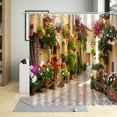 thumbnail image 4 of Town Street Flowers Shower Curtain Blue Wooden Door Spring Italian European Landscape Modern Nordic Home Decor Bathroom Curtains, 4 of 6