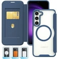 thumbnail image 2 of Case for Galaxy A14 5G,Clear Back Design Heavy Duty Drop Protection Anti Theft Flip Leather Wallet Card Holder Shockproof with Wireless Charge Phone Case for Samsung Galaxy A14 4G/5G (Blue), 2 of 9