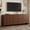 Walnut, variant on 65.74" TV Stand, Farmhouse Curved Edge Media Console for TVs up to 70", Minimalist Wood Grain Cabinet with Adjustable Shelves and Cable Management, Black