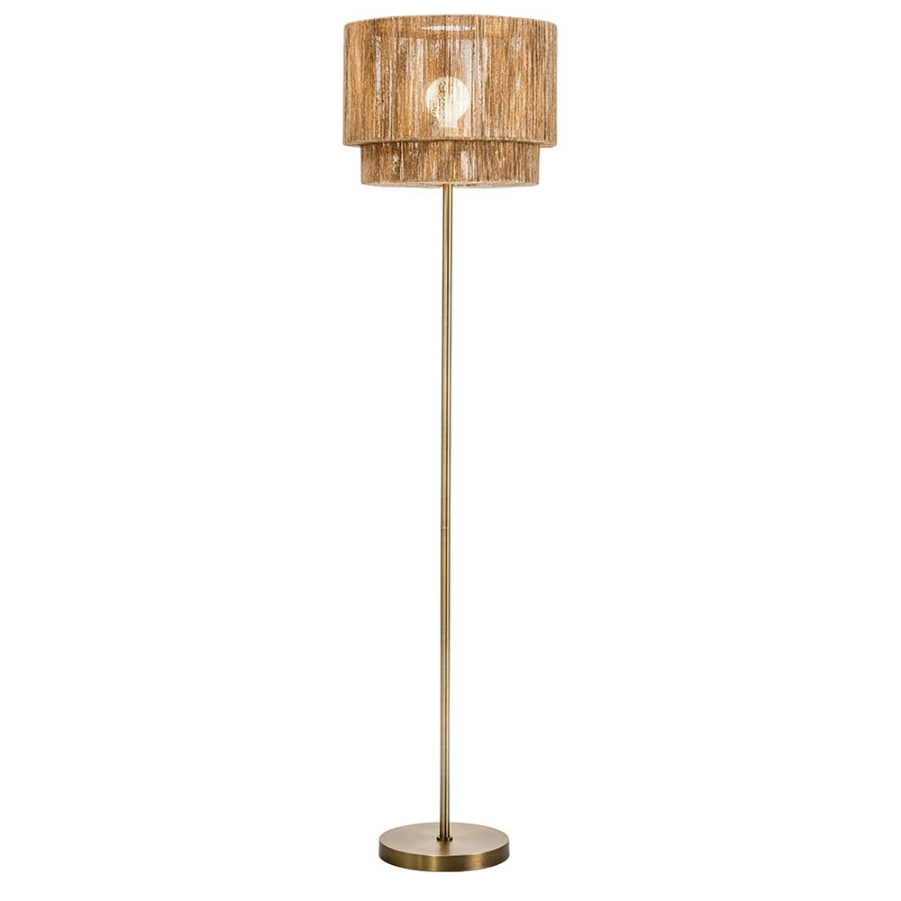Modern Home Soho Jute Golden Brass Floor Lamp w/Natural Jute Rope Shade