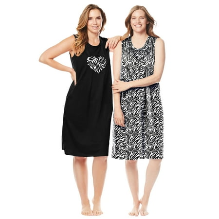 

Dreams & Co. Women s Plus Size 2-Pack Sleeveless Sleepshirt Nightgown