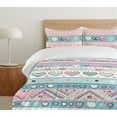 thumbnail image 4 of Ambesonne Heart Duvet Cover Set, Lines Circles and Chevron, Twin, Blush Pale Turquoise, 4 of 4