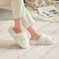 thumbnail image 3 of Women's Open Toe Fashion Double Strap Fuzzy Slippers,Soft and Cute Fluffy Faux Plush Indoor Outdoor Slip On Bedroom House Shoes/Oatmeal, 3 of 8