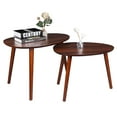 thumbnail image 4 of Coffee Table Nesting Round End Table Set of 2, Waterproof Side Tables for Small Spaces, Drop Shape Coffee Table with Anti-slip Foot Pads, Modern Minimalist Side Table for Living Room, Cherry, 4 of 12