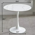 thumbnail image 6 of Round Dining Table for 2, 23.6" Circle Tulip Table with Modern MDF Top with Steel Base, Mid Century Bistro Table for Kitchen, Small Places, Living Room, Cafe (White Marble), 6 of 12