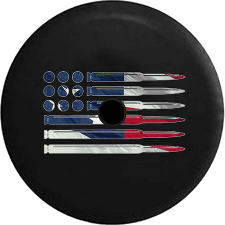 2018 2019 Wrangler JL Backup Camera Rifle Pistol Bullets Rounds American Flag 2A American Flag Spare Tire Cover for Jeep RV 33 (Best Affordable Handguns 2019)
