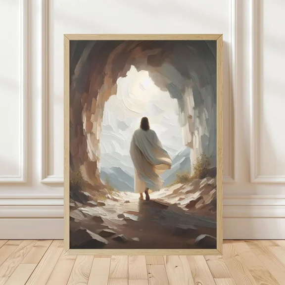 GATEGOO Poster Jesus Resurrection Wall Art, Easter Art Print, He Is Risen Poster No Frame 8X12, UNFRAMED
