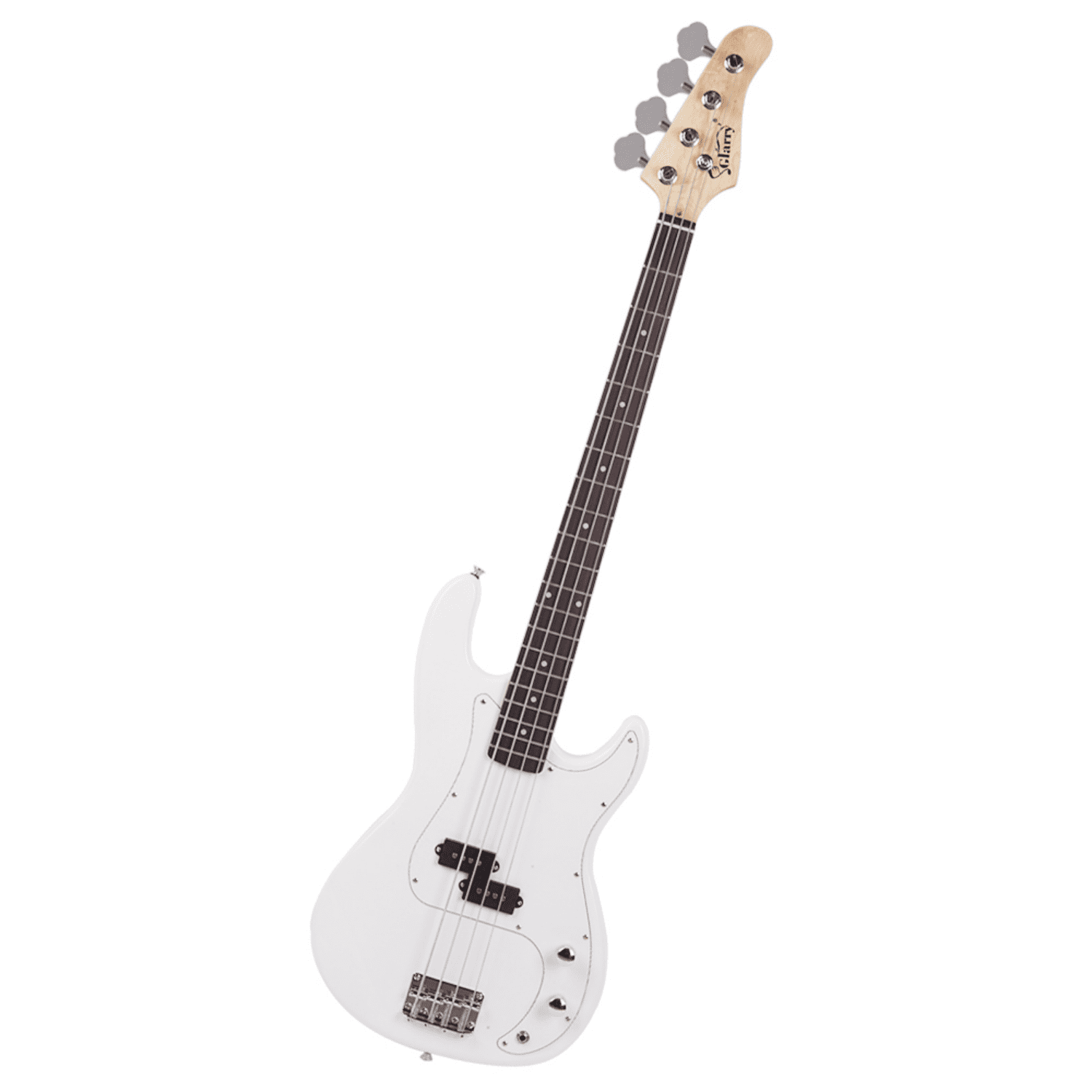 Hassch 4 String Electric Bass Guitar with Amplifier, Beginner Set with Bag, Strap and Accessories, White