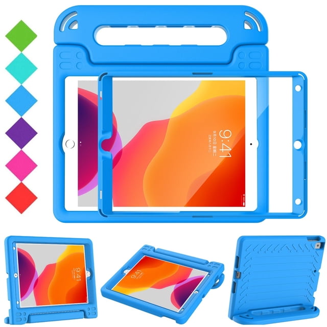 Funda para iPad BMOUO Kids para iPad de 9ª, 8ª y 7ª generación con pantalla azul