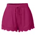 thumbnail image 3 of MNCEKFOD Shorts for Women Plus Stretch Lace Trim Ruffle Yoga Shorts Pleated Drawstring Elastic Waist Summer Relaxed Fit Short Pants Hot Pink XXXXXL, 3 of 6