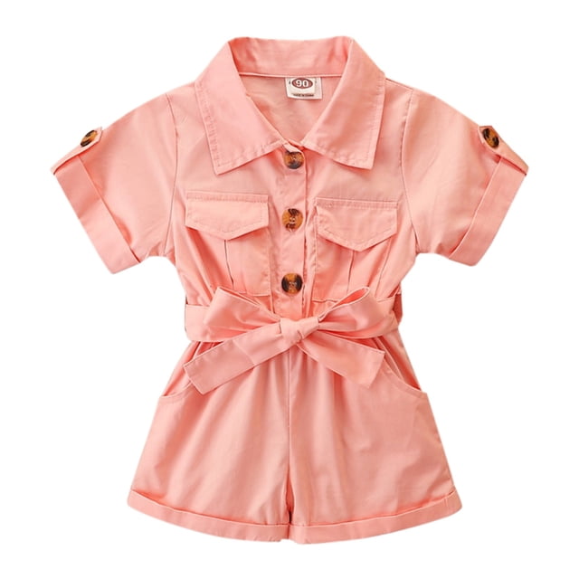 HNMKIU Ensemble Mini Pantalon Été Fille Manches Courtes Combinaison Cargo Élégante