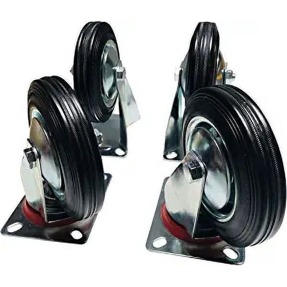 4-Pack of 6" Large Size Solid Rubber Casters (2 Swivel and 2 Fixed)