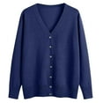 thumbnail image 4 of ZHOUCHANKIDS Women's 100% Merino Wool Lightweight V-Neck Cardigan Sweater Button Down Long Sleeve Knitwear Outwear Tops Blue XXL, 4 of 4