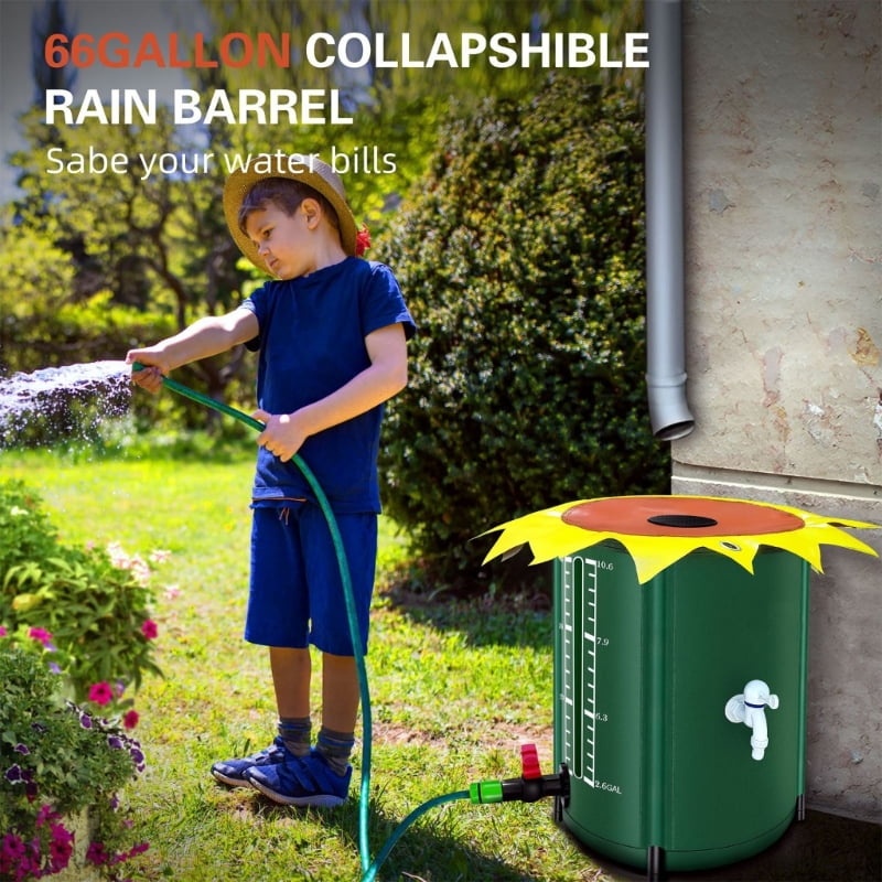AOOOWER Portable Rainwater Collector Foldable Design Heavy Duty PVC Materials 13 Gallon Capacity For Plant Yard Irrigation Needs