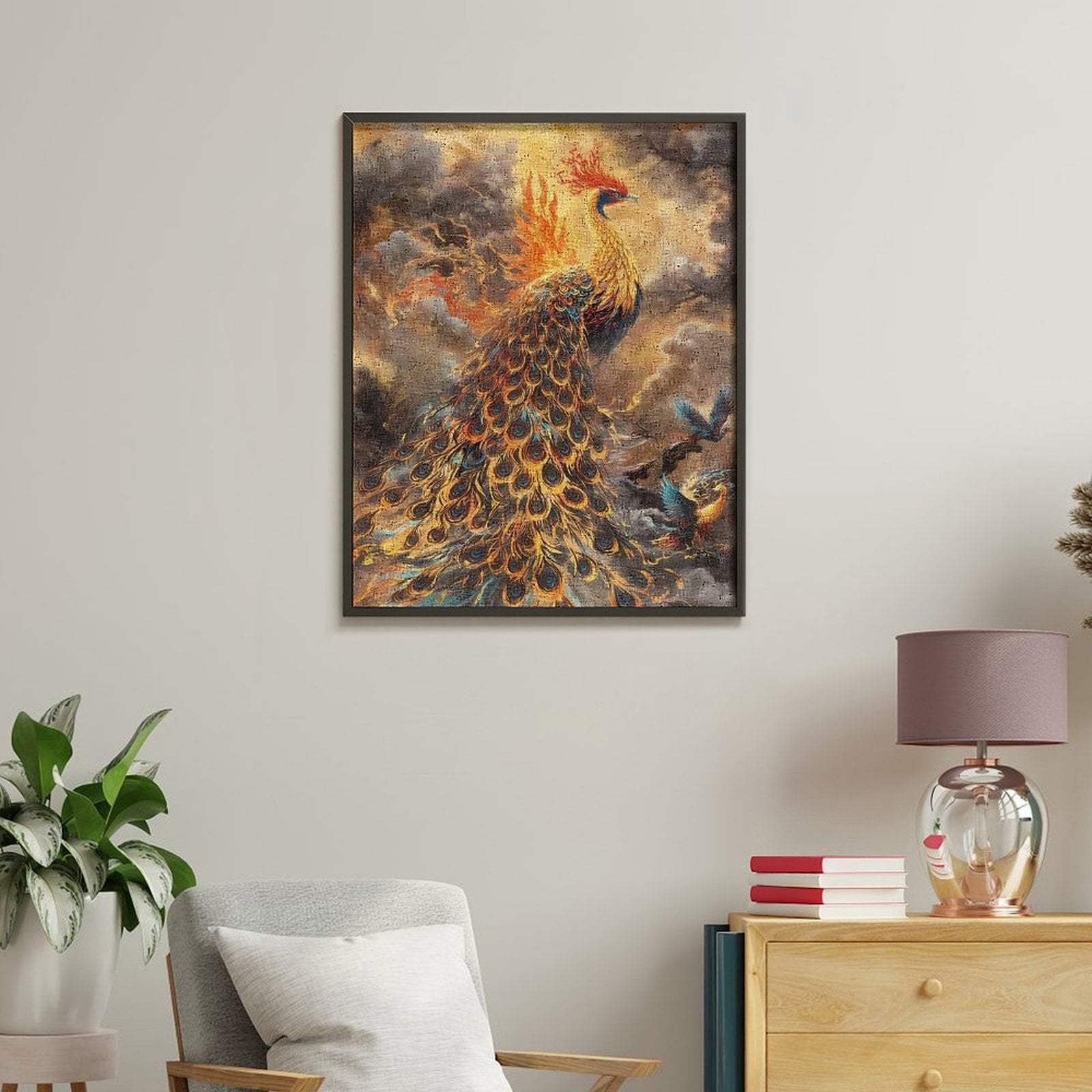 Paint By Numbers Kit for Adults Beginner - DIY Majestic Fiery Phoenix in Clouds Canvas Painting Kits for Adults, Frameless Paint By Number for Adults for Home Wall Decor 16x20 Inch