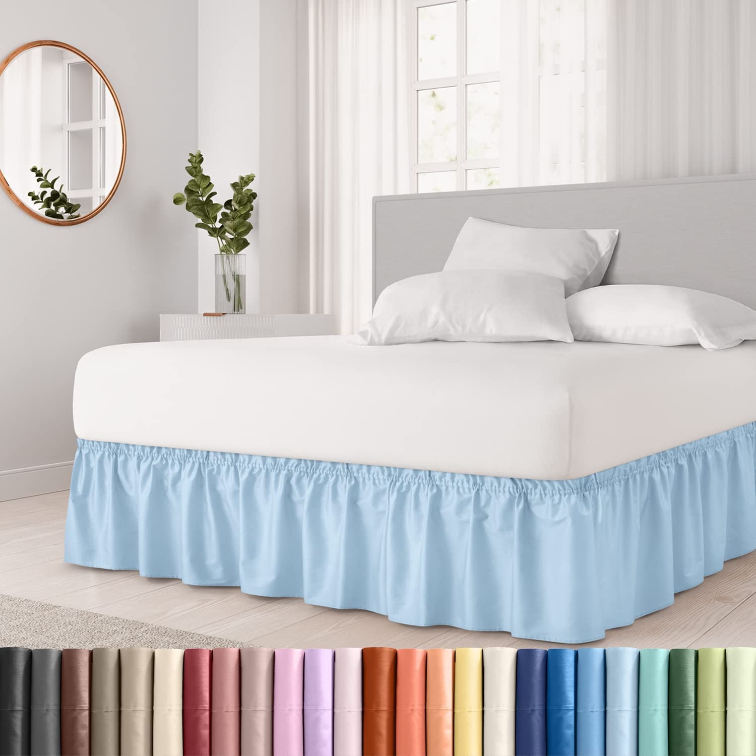 Light Blue Ruffle Full Bed Skirt Hotel Quality Ruffles for Full Size Beds with 18 Drop Full Bed Skirt with Elastic Dust Wrap Ruffles Walmart