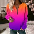 thumbnail image 2 of Lindreshi Long Sleeve Shirts for Women Women's Printed Zippered Round Neck Long Sleeved Top, 2 of 4