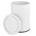 thumbnail image 6 of mDesign Small Round Metal 4.8 Gallon Covered Bathroom Swing Lid Trash Can, White, 6 of 7