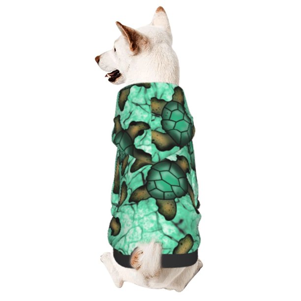 Fotbe Sea Turtle Sudadera con Estampado para Perros Pequeños – Suéter con Capucha para Mascotas, Tela Suave de Forro Polar con Bolsillo-Medium