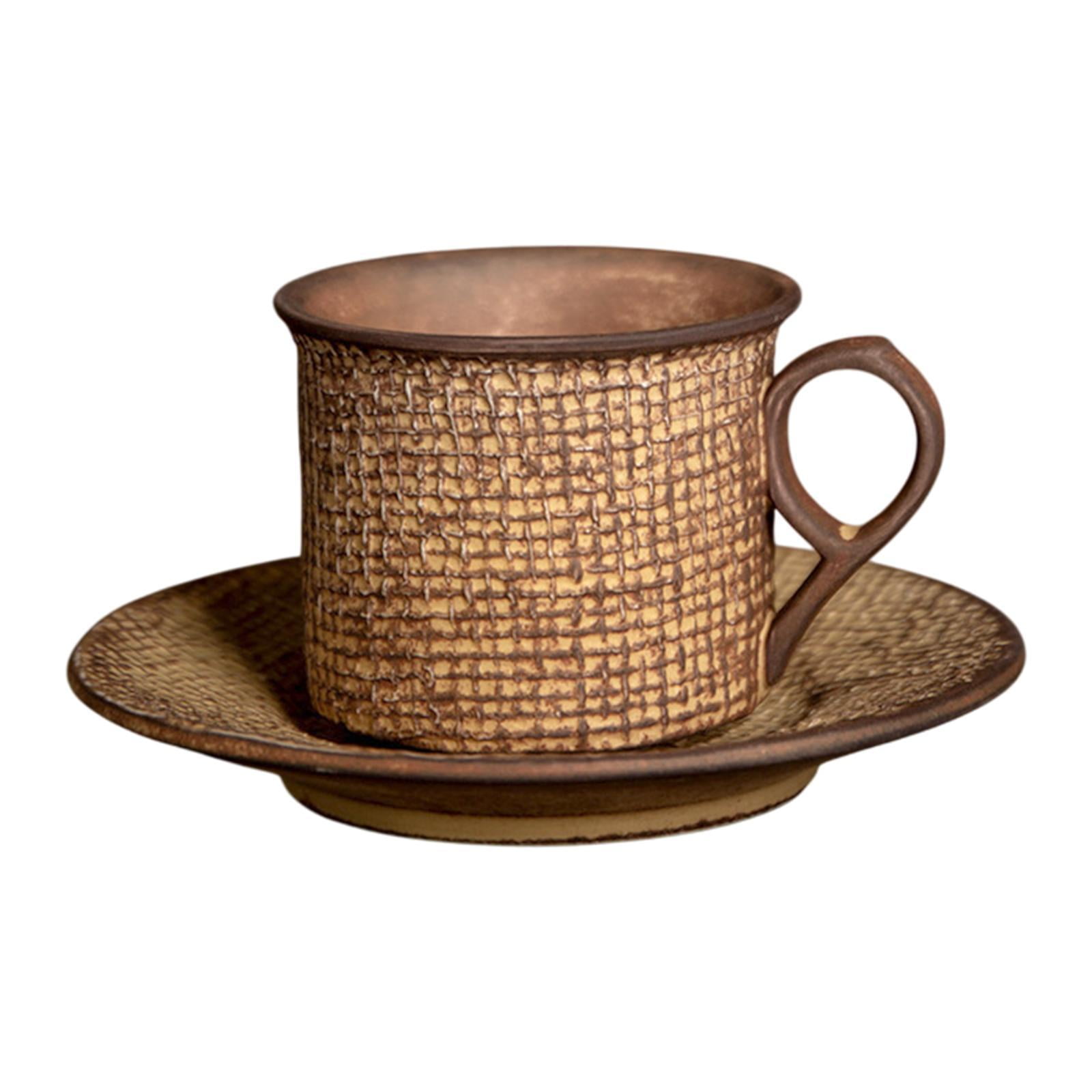 TJ Gobal Tasse à Café En Porcelaine, Tasse à Thé Avec Soucoupe Et Cuillère Dorée Avec