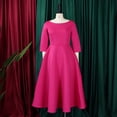 thumbnail image 6 of AURA Plus Size Summer Solid Color A Line Swing Dress Elegant High Waist Midi Evening Dress XL XXXL, 6 of 10