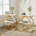 thumbnail image 2 of Tribesigns End Table, Wood Side Table with Black Metal Frames, Narrow End Table with 3 Storage Shelves for Living Room, 2 of 7