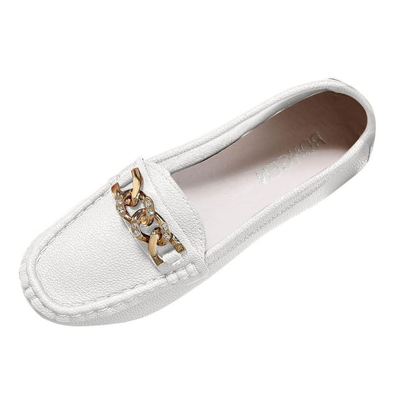 Dpityserensio Flats Shoes Women Dressy Comfortable Round Toe Low Heel Metal Chain Fashionable Fall And Winter Style Trendy Lazy Flat Moccasins