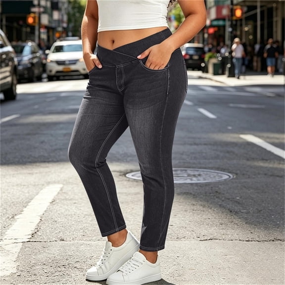 Zormilly Skinny Jeans for Women Plus Size Elastic High Waist Stretch Denim Pants with Pockets Trendy Classic Slim Jeans, XL-3XL