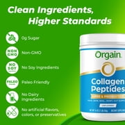 Orgain Grass-Fed & Pasture Raised Collagen Peptides + Prebiotic & 1 Billion CFU Probiotics, Unflavored, 1lb
