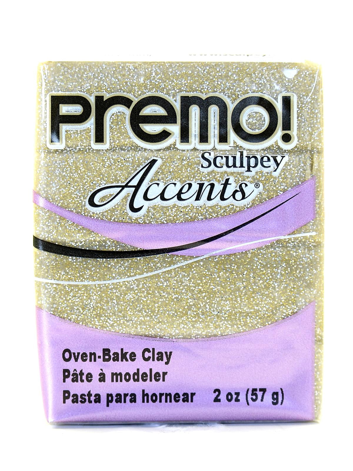 Premo Accents Sculpey Polymer Clay 2oz-White Gold Glitter