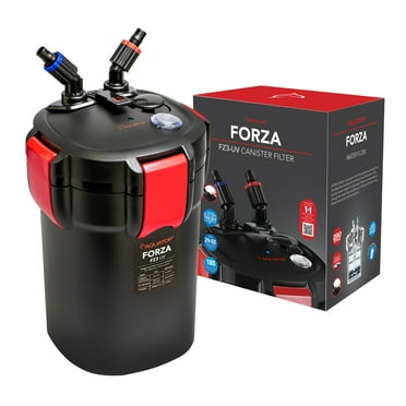 Aquatop Forza 3 UV Premium Canister Filter, 7W UV, 185 GPH – for 29-55 Gallon Fish Tanks, UV for Crystal Clear Water, Great for Salt & Freshwater Tanks, Including Aquarium Filter Media, FZ3-UV