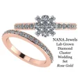thumbnail image 3 of Central Diamond Center Lab CVD Diamond 8.0mm Cluster Center Wedding Set 10kt Rose Gold Size 8, 3 of 7