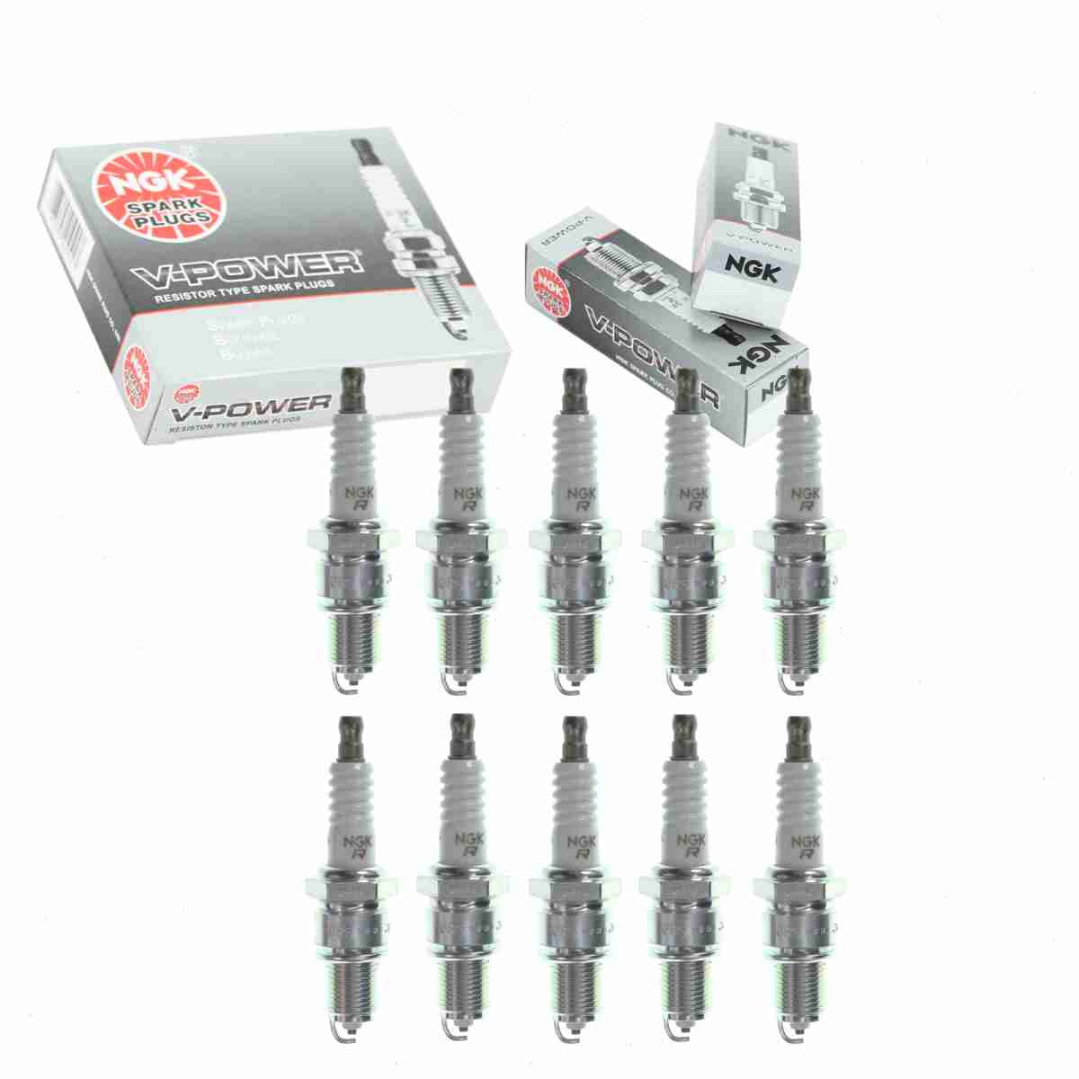 10 pc NGK 2851 V-Power Spark Plugs for 1765190 3022 3203 3204 4263 64 64BP 64DP 64DP2 7501 7595 AGR22 AGR22C AGR32 AGR32C AGS32CF4 CR42CXLS E3.46 R42CXLS R42XLS R42XLS6 R43XLS W16EPR-U10 W7DCR WR6D