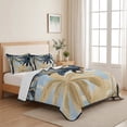 thumbnail image 5 of Full Quilt Set 78''x90'', Navy Blue Palm Trees Lightweight Bedspread Coverlet Set with 2 Pillow Shams, Vintage Summer Botanical Watercolor Breathable All Season Quilt Bedding for Bedroom/Guest Room, 5 of 9