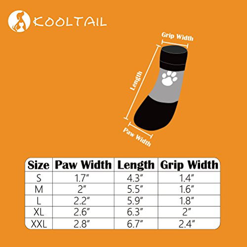 Traction Control for Hardwood Floors Waterproof KOOLTAIL Dog Socks Anti Slip Paw Protectors 2 Pairs 