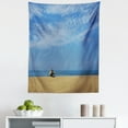 thumbnail image 1 of Beach Scene Tapestry, Panoramic Photo of Fisher Boat on Sand Open Sky Travel Themed Scenery, Fabric Wall Hanging Decor for Bedroom Living Room Dorm, 5 Sizes, Ceil Blue and Camel, by Ambesonne, 1 of 1