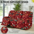 thumbnail image 3 of ZIATUBLES 8 PCS Recliner Sofa Covers for 3 Seater Counch, Soft Stretch Recliner Chair Covers with Elastic Bottom Christmas Furniture Decor Slipcovers for Living Room, Christmas Dachshund Red, 3 of 9