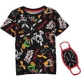 thumbnail image 1 of Looney Tunes Boys Short Sleeve T-Shirt Bundle with Face Mask 10-12, Black, 1 of 1