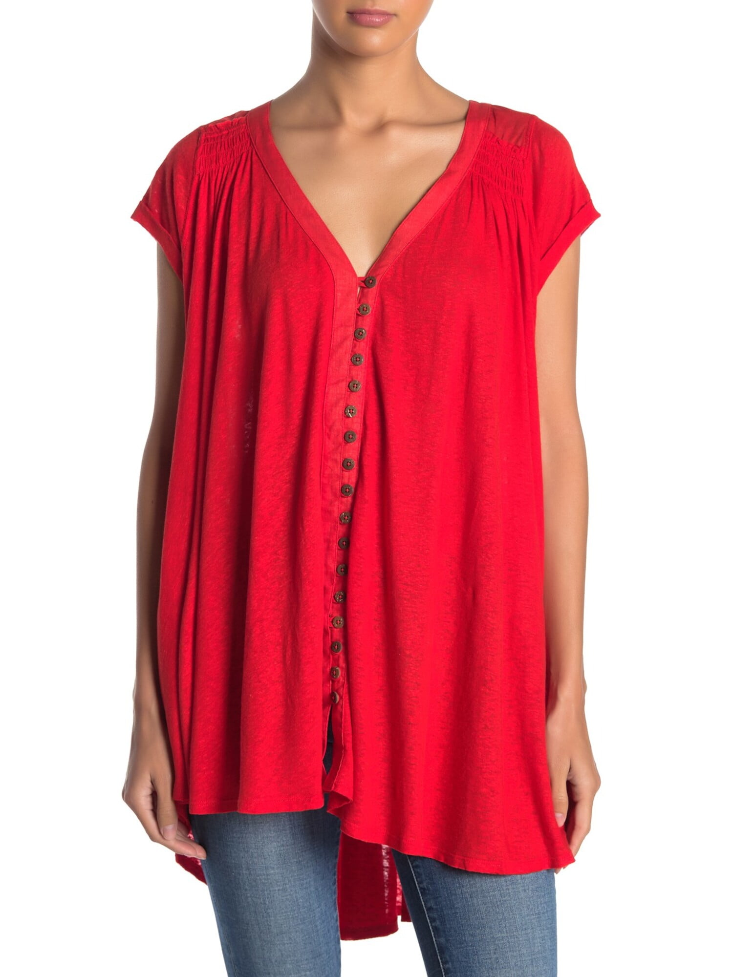 womens red peplum top