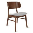 thumbnail image 6 of Modern Farmhouse Walnut Wood Finished Dining Chairs with Elbow Back, Upholstered Fabric Cushion Seat, Set of 2, 6 of 10