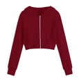 thumbnail image 3 of Resicozy Hoodies for Teen Girls Zip Up Long Sleeve Cropped Sweatshirts for Kids Cute Preppy Youth Trendy Fashion Back to School 5-15 Years Wine 140, 3 of 7