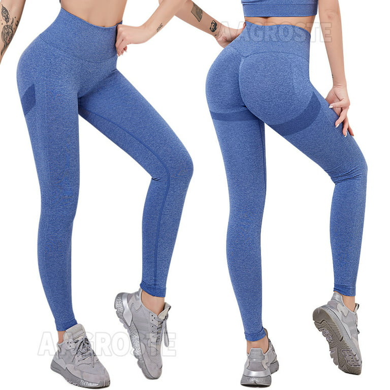 A AGROSTE Scrunch Butt Lifting Seamless Leggings Booty High Waisted Workout  Yoga Pants Anti-Cellulite Scrunch Pants Brown-S