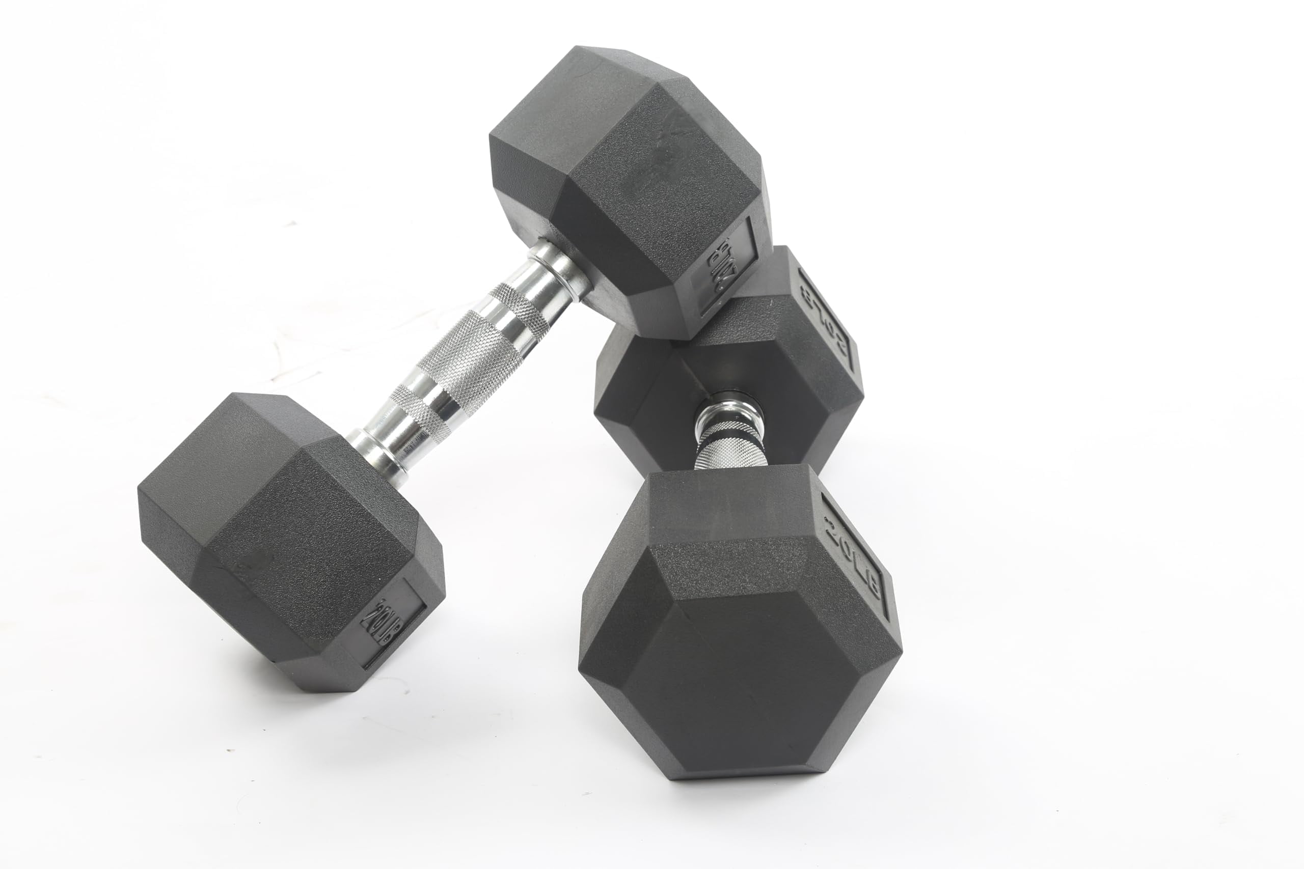 Hex Dumbbell Set, Rubber Encased Exercise & Fitness Dumbbells for Home Gym, Hand Weights for Strength Training, in Multiple Weights