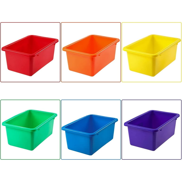 24 Packs Small Cubby Bin Plastic Storage Container Multi-Purpose Storage  Tubs Assorted Colors Storage Organizer Bins with 120 Pieces Self-Adhesive  Label for Classroom Office Home Toys Books, 6 Colors 