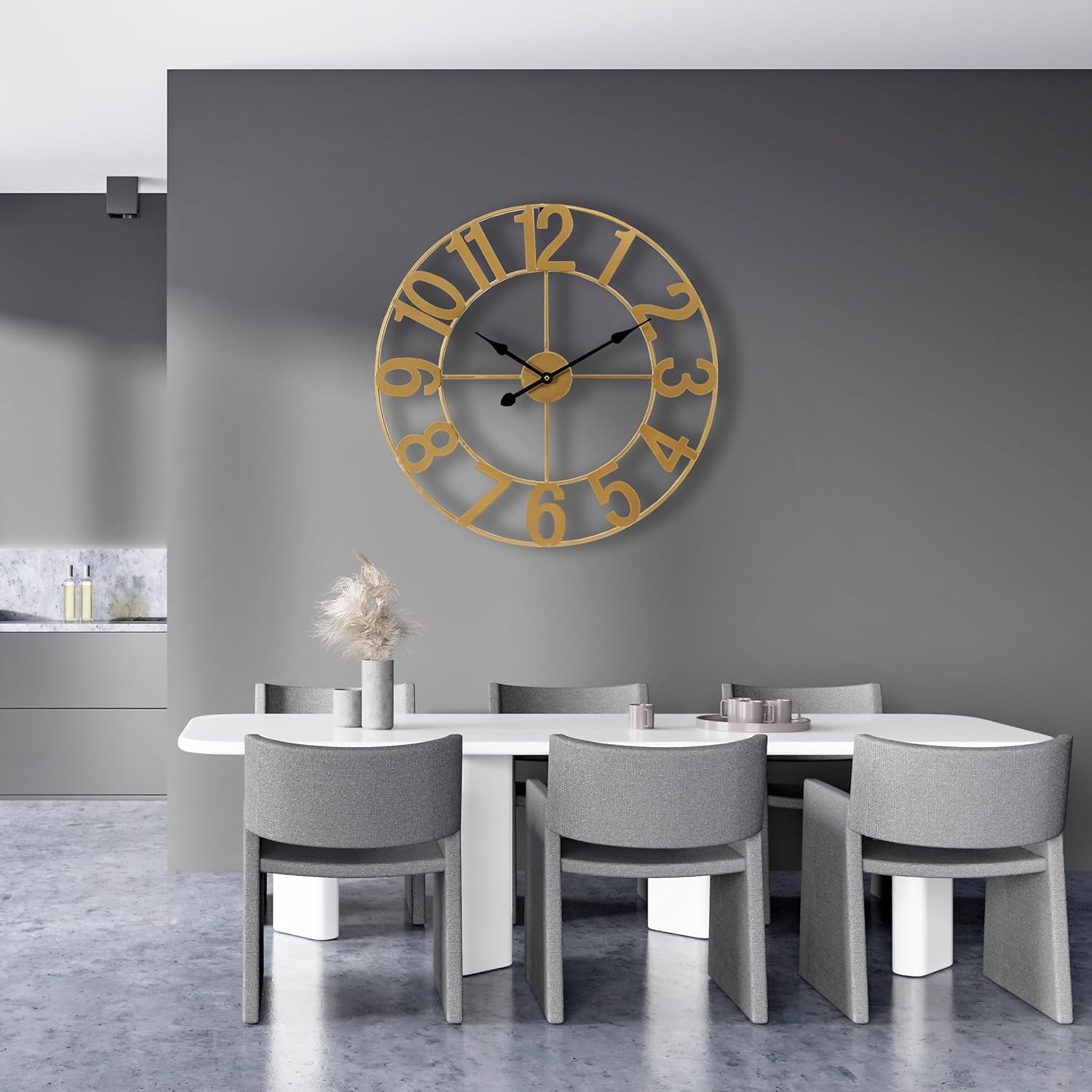 Sorbus 24in Large Wall Clock, Analog Battery Operated, Gold, Living Room & Kitchen