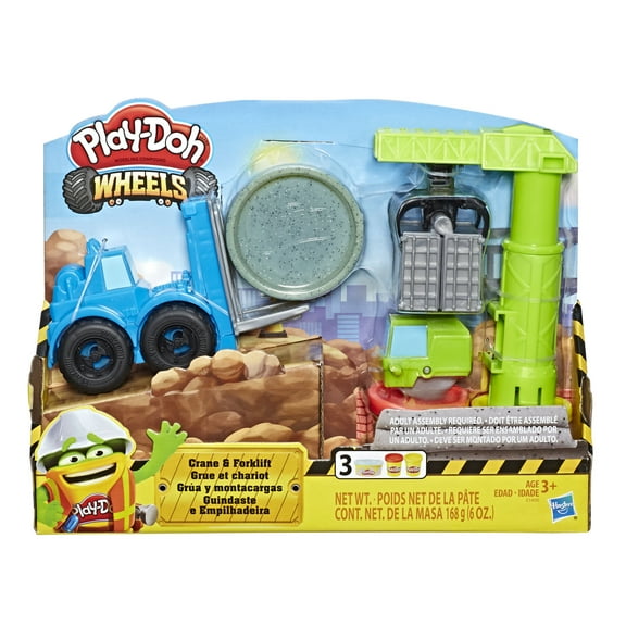 Play-Doh Wheels Crane & Forklift Set with 3 Cans of Play-Doh
