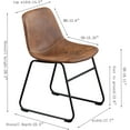 thumbnail image 6 of Vanity Art Set of 2 Pcs Synthetic Leather Upholstered Dining Chairs Armlesss with Metal Legs UC-13BRN, 6 of 6