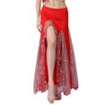 thumbnail image 3 of Belly Dance Sequin Split Skirt Women Dance Hip Skirt Lady Stage Performance Long Dress Dance Practice Half Skirt, 3 of 7